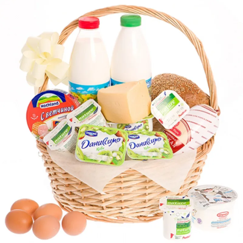 Корзинка свежих продуктов с хлебом и молоком, доставка Елизаветинская